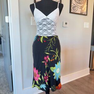 Vintage Floral Midi Skirt - Mannequins USA Midi Skirt - Vibrant 2000s Y2K Skirt
